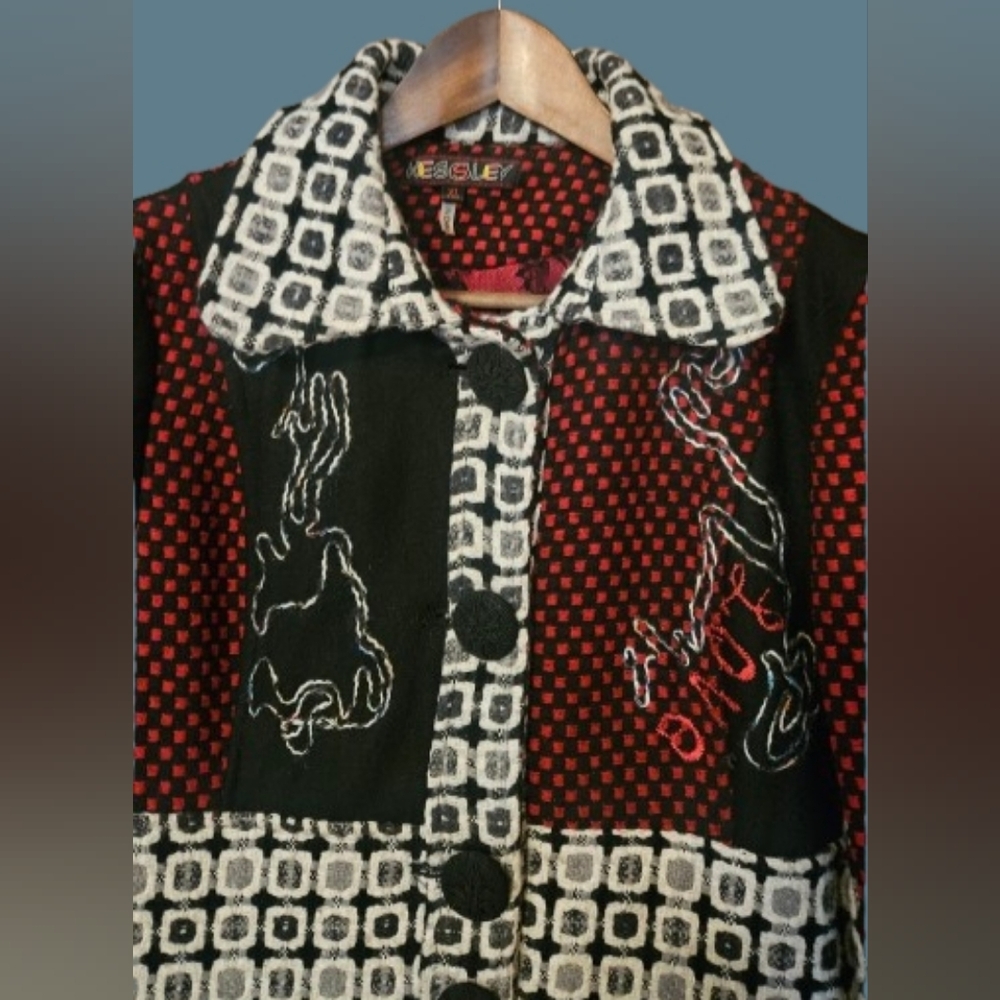 *Kessley Wool Blend Patchwork Coat - image 2